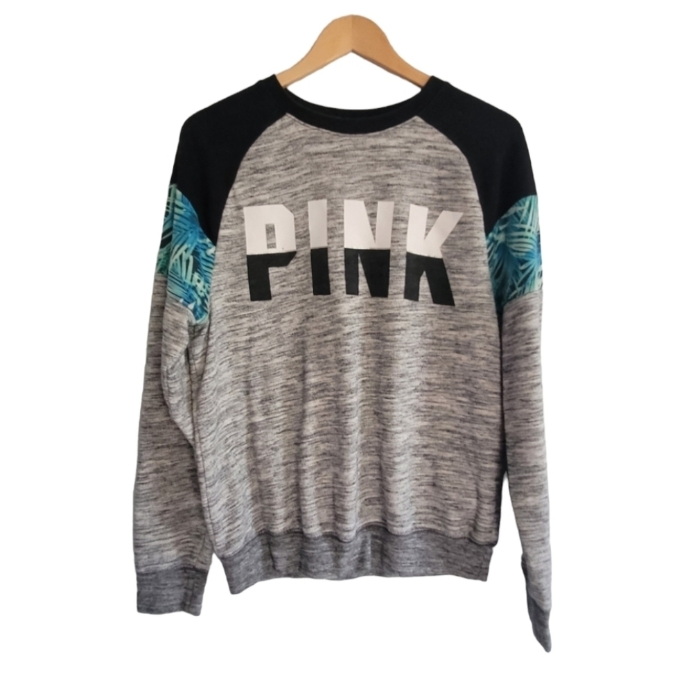 PINK by Victoria's Secret Color Block Hawaiian Print Sweatshirt Size Small
